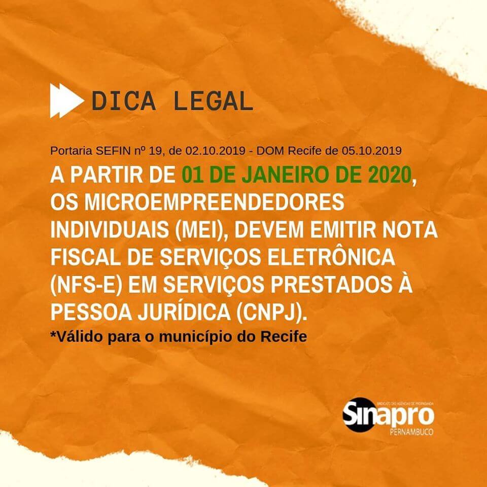 DICA LEGAL: Comunicado para MEI do município do Recife